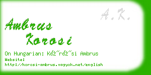 ambrus korosi business card